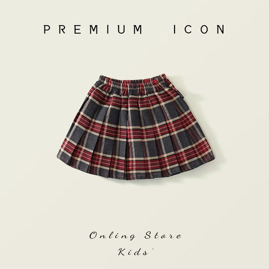 Summer Children Girls Pleated Skirts Elastic Waist Infant Babys Girls Skirts British Style Kids Girls Dress Casual Belle Skirts
