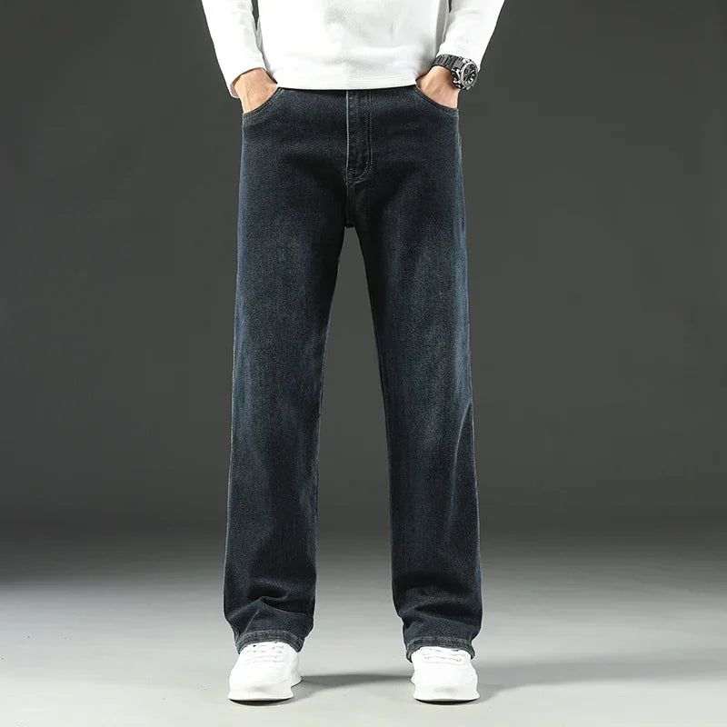 2025 New Style Y2 Spring and Autumn Loose Jeans Men's Baggy Straight Wide Leg Business Casual Pants Brand Men's Clothing