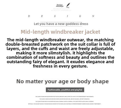 Women Fashion Trench New Coat Spring Autumn Korean Long Sleeve With Belt Jackets Solid British Style Coats Women's Chic Outwear