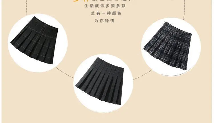 Girls Skirts spring Autumn Vintage Pleated Plaid Skirts School Teens Girl Spring Kids Skirt Children Clothing 2-14Yrs