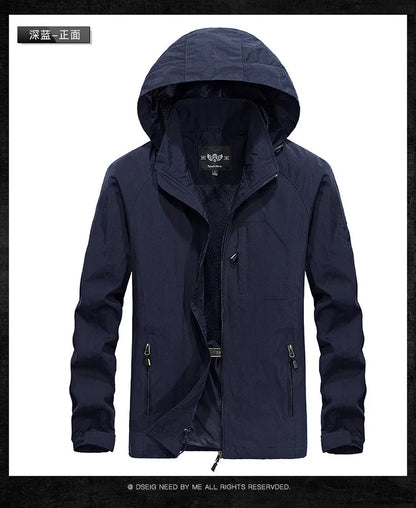 ARC Outdoor Men's, Fishing, Mountain Climbing, Traveling, Solid Color, Skiing, Camping, Waterproof and Breathable Hooded Jacket