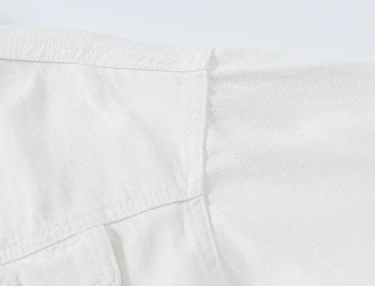 Yellow Women's Long Sleeve Jacket, Single Breasted Lapel Denim Jacket, Fashion Women's Tops Jacket Blue White Women's Coat