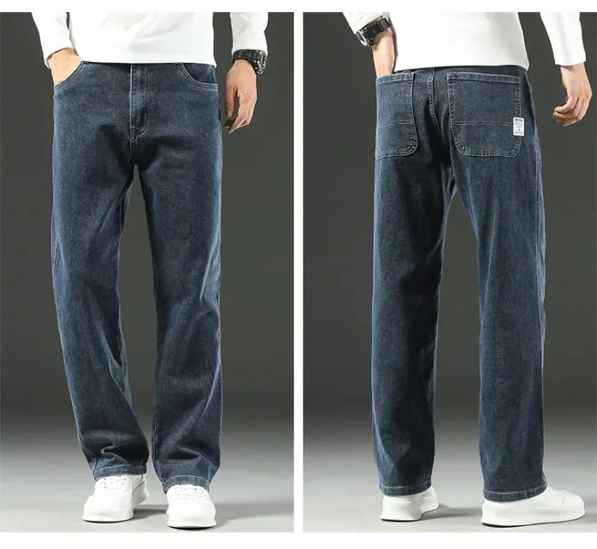2025 New Style Y2 Spring and Autumn Loose Jeans Men's Baggy Straight Wide Leg Business Casual Pants Brand Men's Clothing