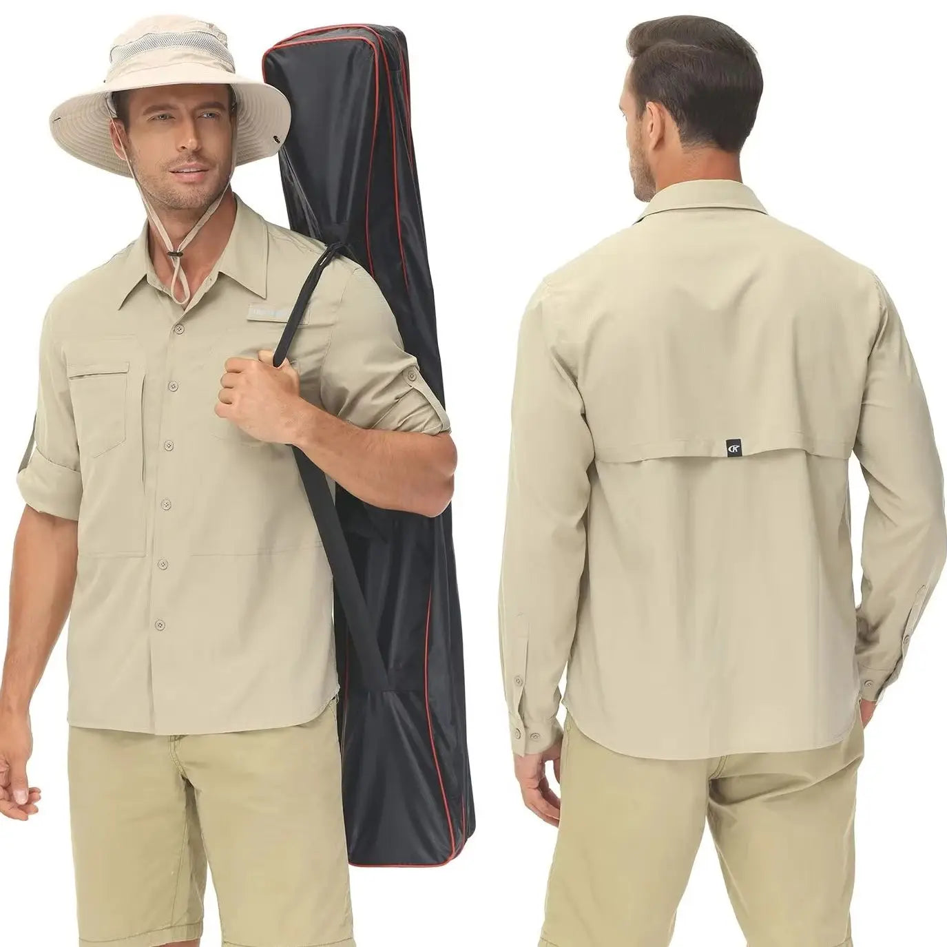 Men's UPF 50+ Casual Long Sleeve Fishing Shirts, Sun Protection Lightweight Breathable Button Down Fishing Shirt with Back Mesh