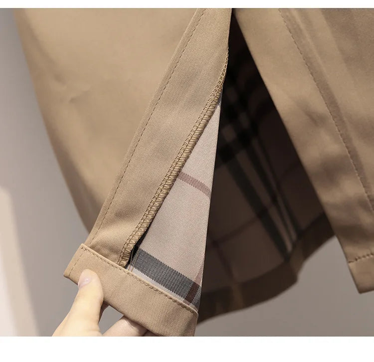 Women Fashion Trench New Coat Spring Autumn Korean Long Sleeve With Belt Jackets Solid British Style Coats Women's Chic Outwear