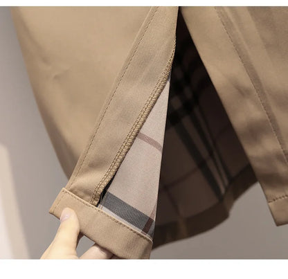 Women Fashion Trench New Coat Spring Autumn Korean Long Sleeve With Belt Jackets Solid British Style Coats Women's Chic Outwear