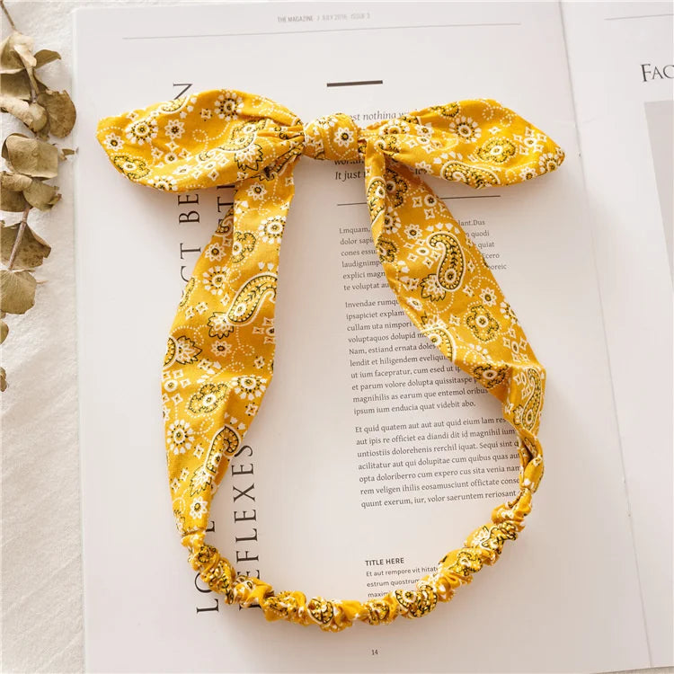 New Boho Women Soft Solid Print Headbands Vintage Cross Knot Elastic Hairbands Turban Bandanas Girls Hair Bands Hair Accessories