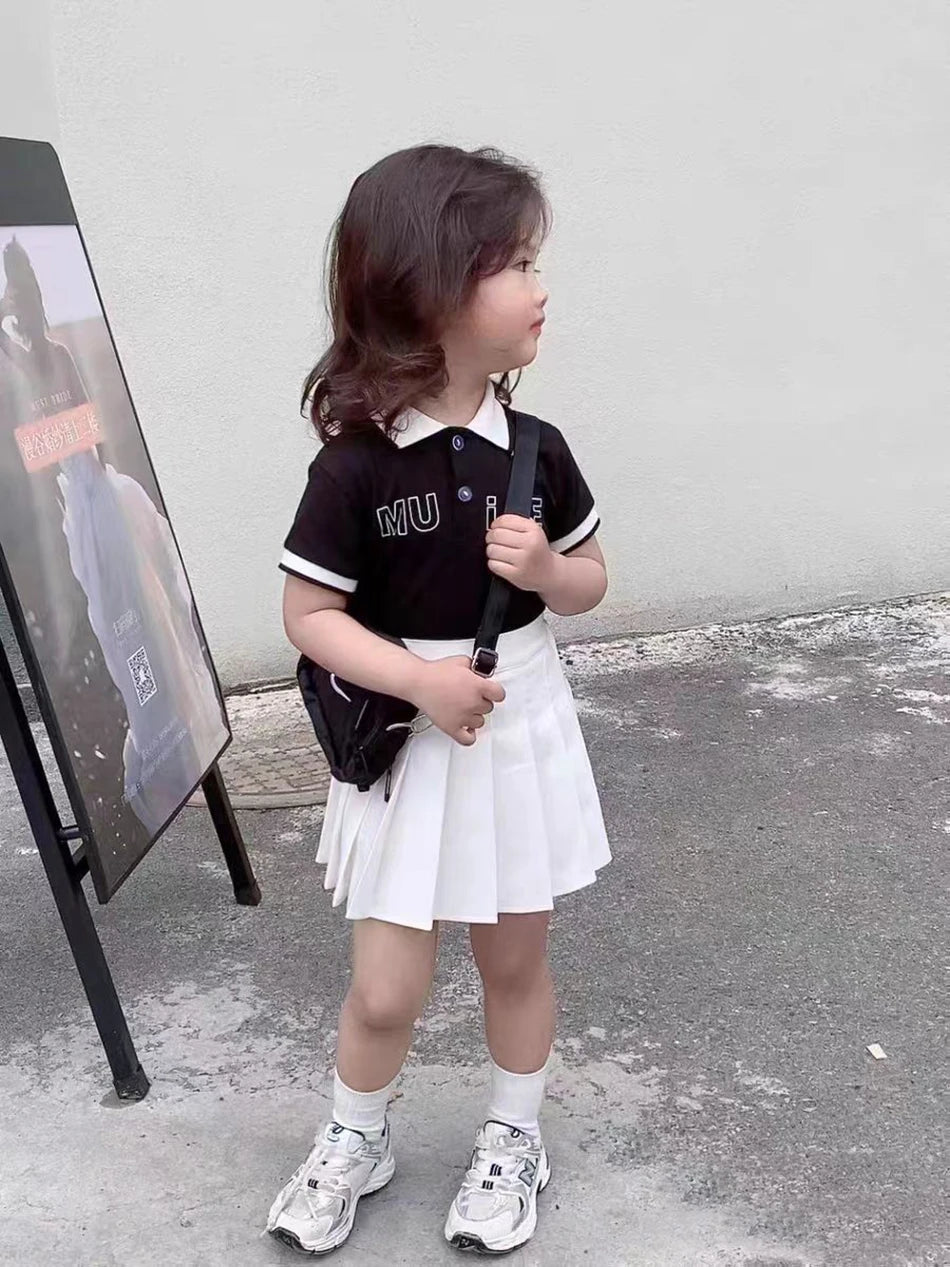 Teen Girl Summer Dress Kids Fashion Solid Color Pleated High Waist A-Line Skirt Children Casual Elastic Waist Mini Skirt Bottoms