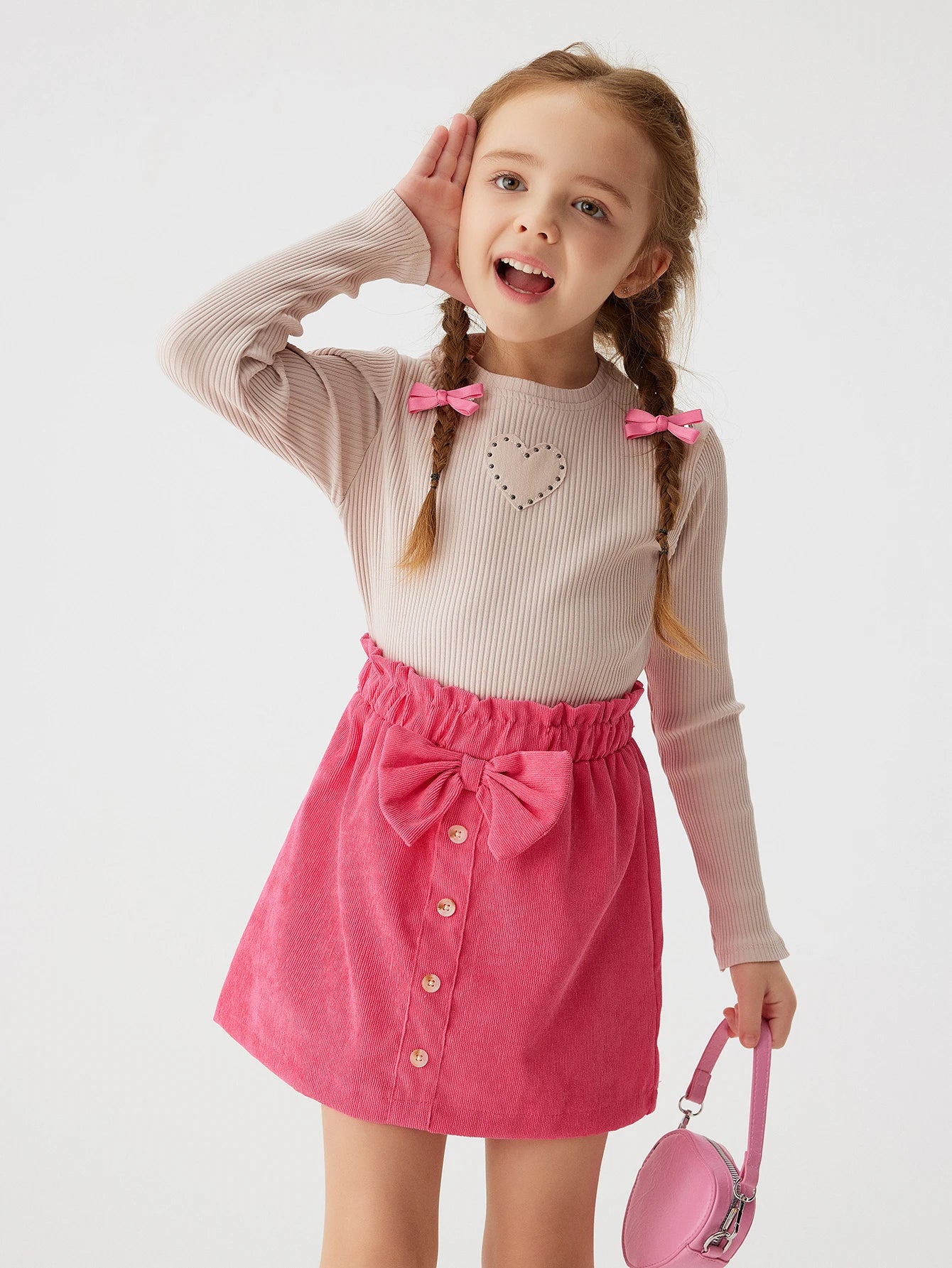New Summer Girls Toddler Solid Colour Bustier Bow Button Design Sweet and Lovely Skirt Casual Comfortable Breathable