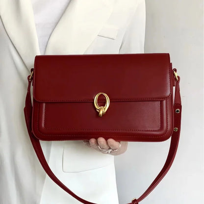 Women Vintage Red Armpit Shoulder Bag PU Simple and Versatile Large Capacity Women's Daily Commuting Crossbody Shoulder Bag Gift