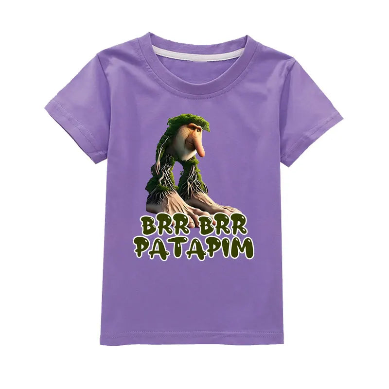 Brr Brr Patapim Italian Brainrot Tralalero Tralala Bombardiro Crocodilo Meme Kids Cotton T Shirt Summer Boys Girls Short Sleeve