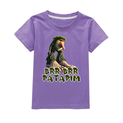Brr Brr Patapim Italian Brainrot Tralalero Tralala Bombardiro Crocodilo Meme Kids Cotton T Shirt Summer Boys Girls Short Sleeve