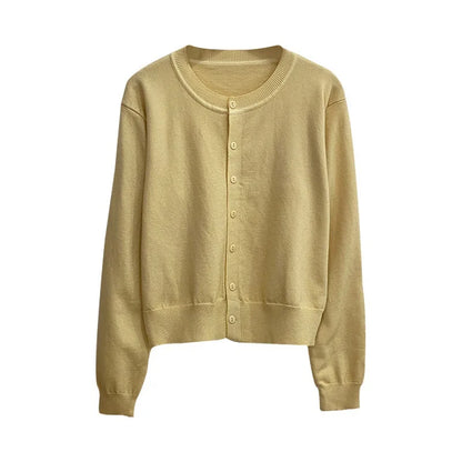 Women's Long Sleeve 2025 Cardigan O Neck Button Down Knit Lady Autumn Spring Knitted Single-breasted Cardigan Sweaters