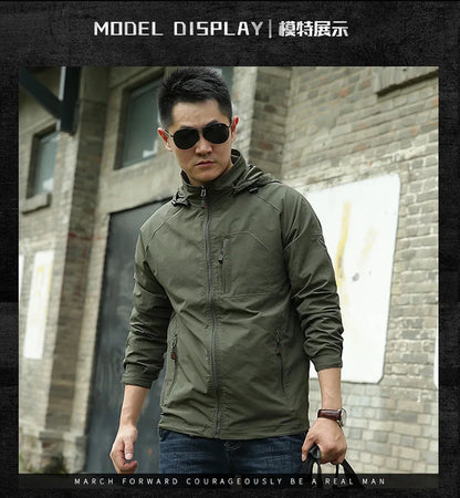 ARC Outdoor Men's, Fishing, Mountain Climbing, Traveling, Solid Color, Skiing, Camping, Waterproof and Breathable Hooded Jacket