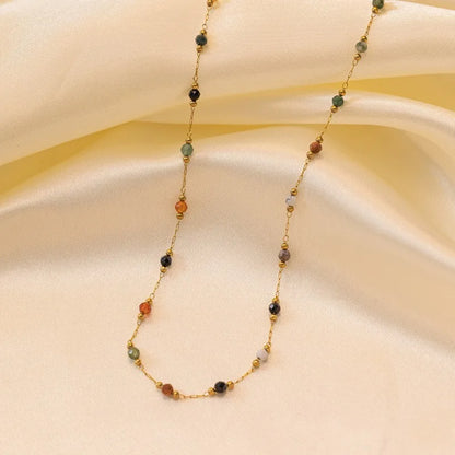 Kolmnsta Colorful Round Beads Necklace Charm Choker Bracelet Set For Women Girls Anniversary Birthday Party Gift Fashion Jewelry