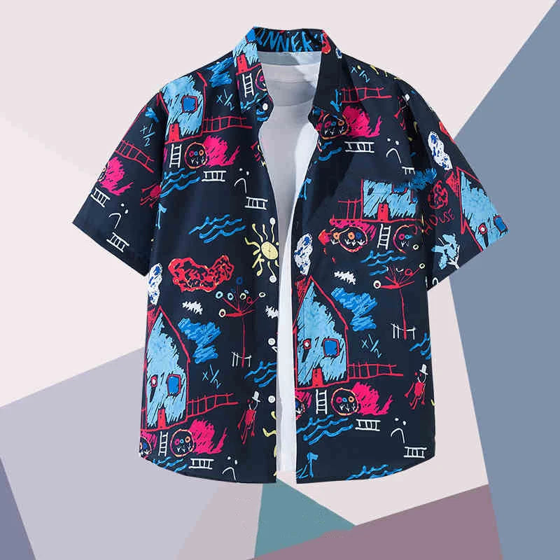 Simple Men's Shirts 3d Patchwork Printing Coconut Tree Men's Clothing Street Designer Short Sleeved Beach Party Hawaiian Shirts