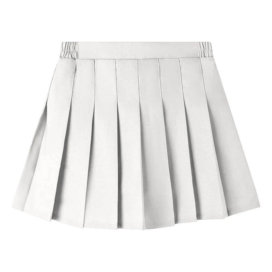 Teen Girl Summer Dress Kids Fashion Solid Color Pleated High Waist A-Line Skirt Children Casual Elastic Waist Mini Skirt Bottoms