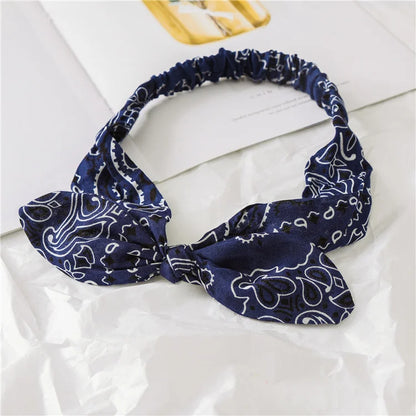 New Boho Women Soft Solid Print Headbands Vintage Cross Knot Elastic Hairbands Turban Bandanas Girls Hair Bands Hair Accessories