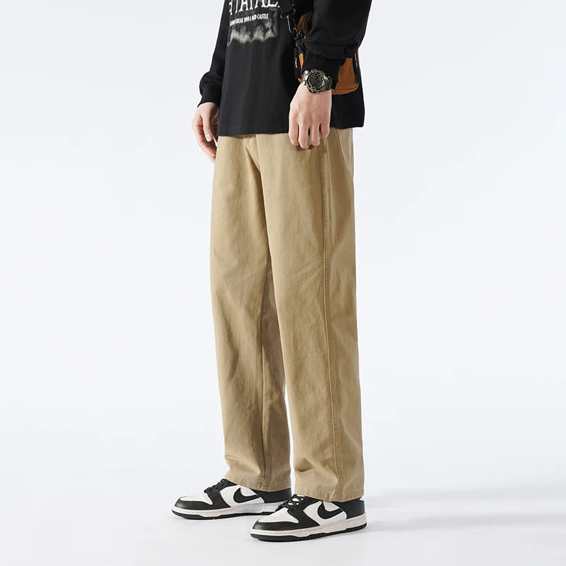 2025 Spring Summer New 190cm Big Tall Boy Extended Pants Man 115cm Pant Length Large Size Cotton Straight Leg Casual Pants