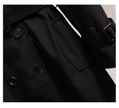 Women Fashion Trench New Coat Spring Autumn Korean Long Sleeve With Belt Jackets Solid British Style Coats Women's Chic Outwear