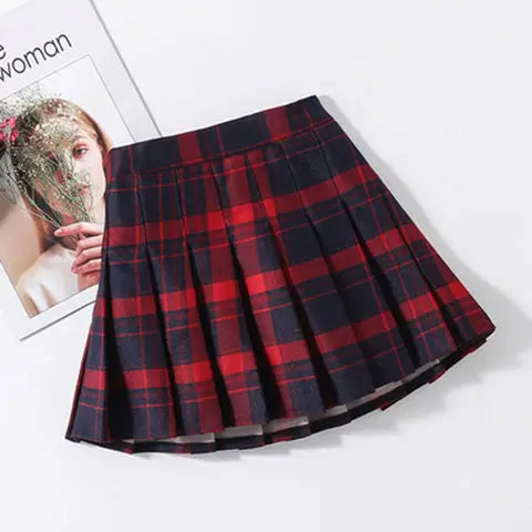 Girls Skirts spring Autumn Vintage Pleated Plaid Skirts School Teens Girl Spring Kids Skirt Children Clothing 2-14Yrs
