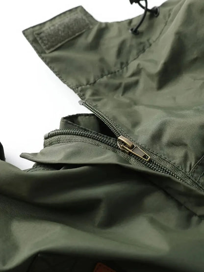 Detachable windproof sleeved hooded jacket suitable for outdoor activities men's casual waterproof multi pocket jacket vest