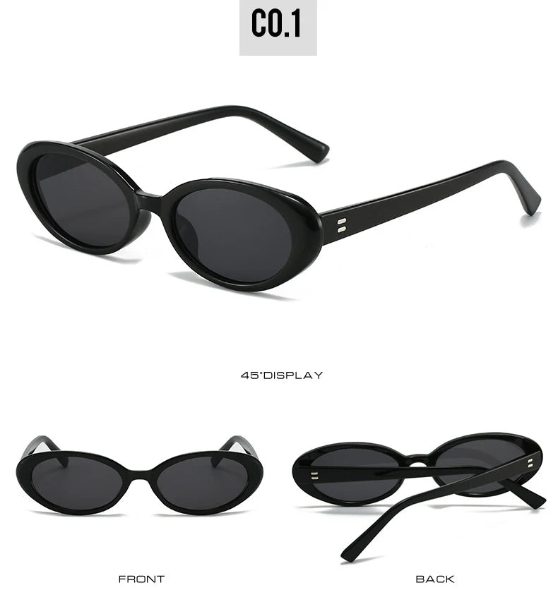 Retro Vintage Oval Sunglasses Woman 2024 Brand Designer Round Sun Glasses Men UV400 Punk Style Luxury Eyewear Female Oculus