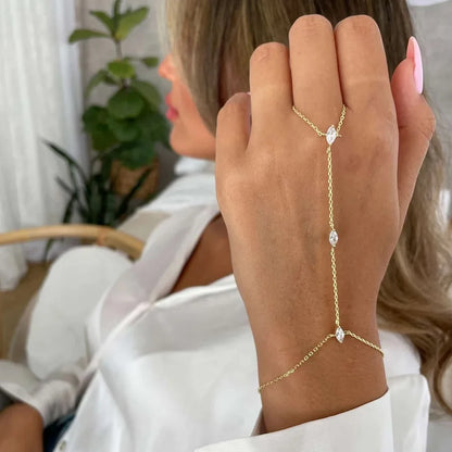 2025 Party Bohemia Rhombus Crystal Bracelet Hand Jewelry for Women Simple Thin Chain Finger Bracelet Jewelry Accessories Gift