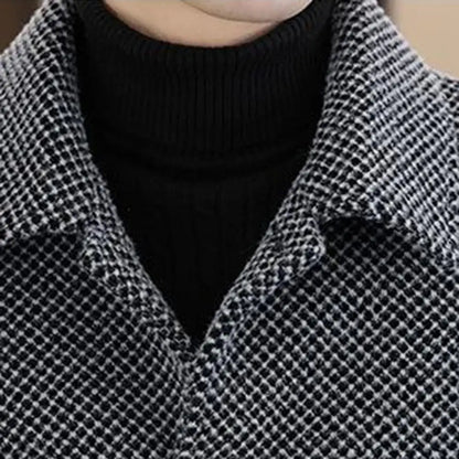 Men Jacket Solid Color Lapel Long Sleeve Men Outerwear Thickened Plush Lining Single-Breasted Casual Coat For Autumn Winter