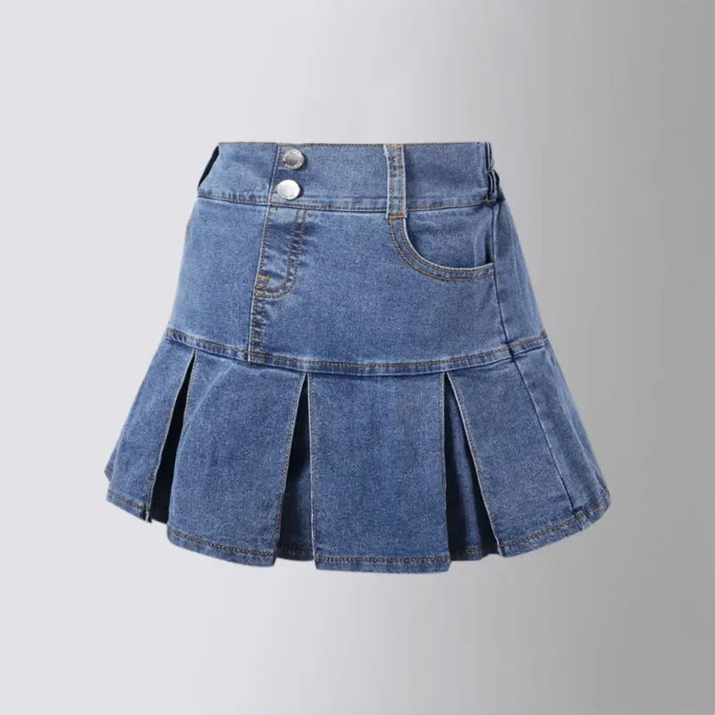 Baby Kids Denim Skirt Summer Fashion Casual All-match Blue A-line Skirt for Girls Elastic Waist Teen school Children Dance Skirt