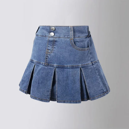 Baby Kids Denim Skirt Summer Fashion Casual All-match Blue A-line Skirt for Girls Elastic Waist Teen school Children Dance Skirt