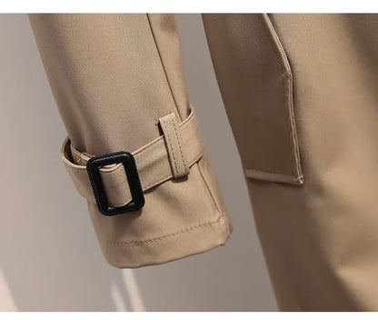 Women Fashion Trench New Coat Spring Autumn Korean Long Sleeve With Belt Jackets Solid British Style Coats Women's Chic Outwear
