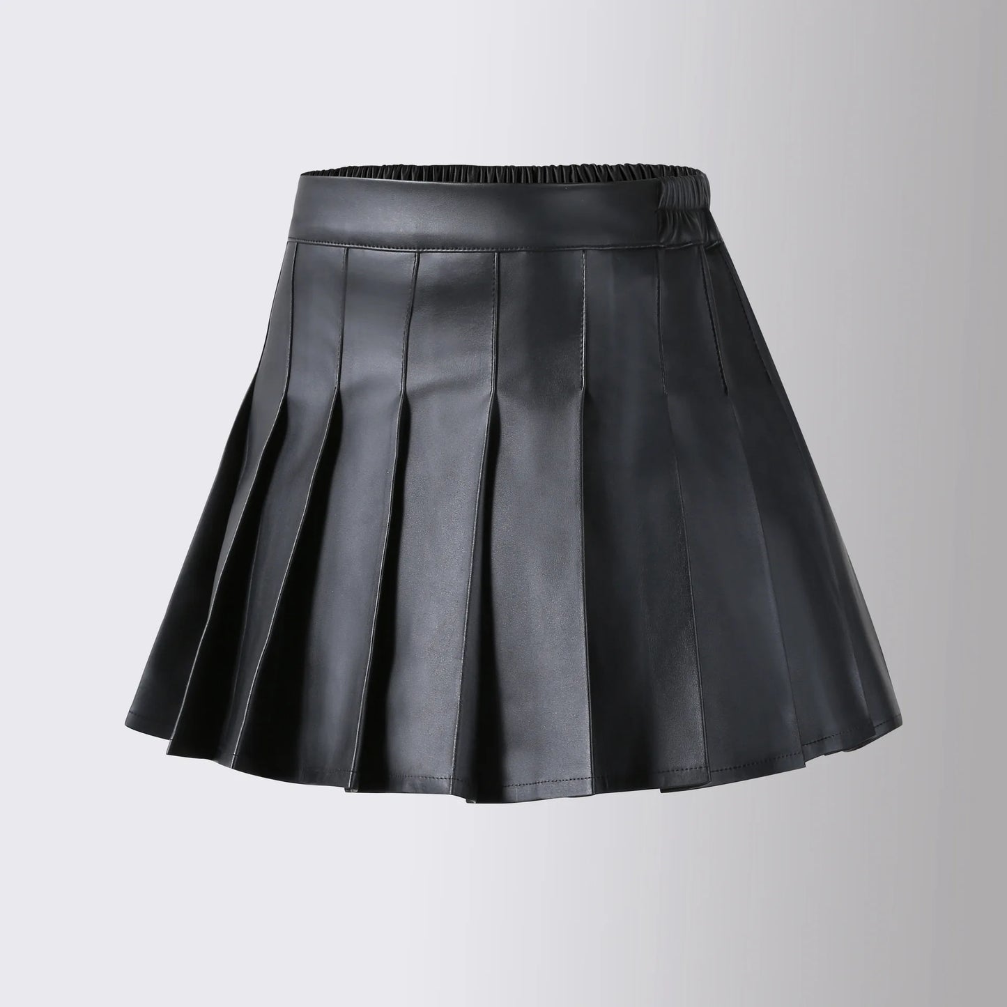 Girls Leather Skirt Four Seasons High Waist Black A-Line Pleated Skirt for Kids All-match Teen Children Skirt 2-15 Years Old