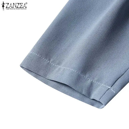 ZANZEA Summer Fashion Womens Dress Sexy Solid Color Knee Length Bodycon Sundress Elegant 3/4 Sleeve V-Neck Work OL Vestidos 2025