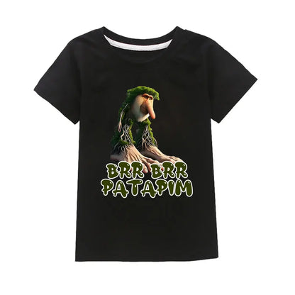 Brr Brr Patapim Italian Brainrot Tralalero Tralala Bombardiro Crocodilo Meme Kids Cotton T Shirt Summer Boys Girls Short Sleeve