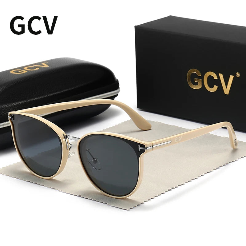 2025 GCV Polarized Lady Sunglasses Cat Eye Fashion  Sun Glasses Luxury Woman Female Brand  Ultralight Frame Tourism Party  Leisu