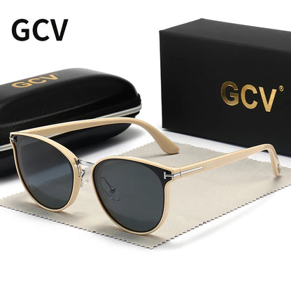 2025 GCV Polarized Lady Sunglasses Cat Eye Fashion  Sun Glasses Luxury Woman Female Brand  Ultralight Frame Tourism Party  Leisu