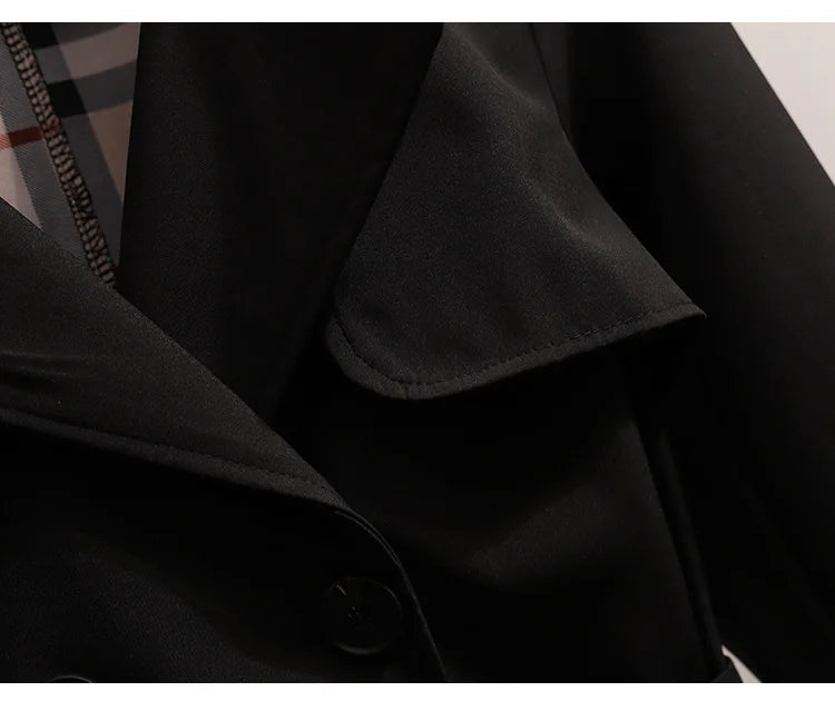 Women Fashion Trench New Coat Spring Autumn Korean Long Sleeve With Belt Jackets Solid British Style Coats Women's Chic Outwear