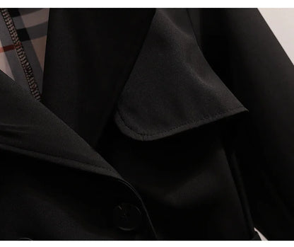 Women Fashion Trench New Coat Spring Autumn Korean Long Sleeve With Belt Jackets Solid British Style Coats Women's Chic Outwear