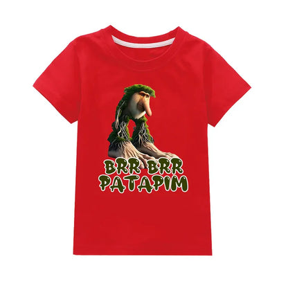 Brr Brr Patapim Italian Brainrot Tralalero Tralala Bombardiro Crocodilo Meme Kids Cotton T Shirt Summer Boys Girls Short Sleeve