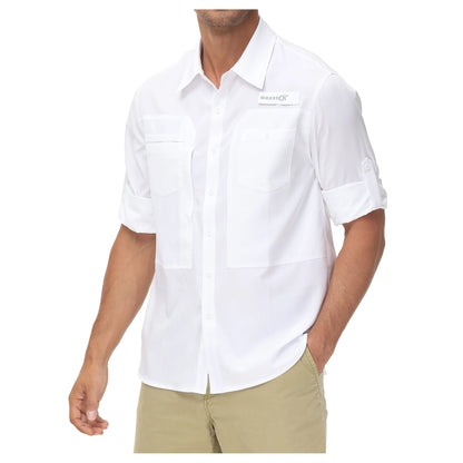 Men's UPF 50+ Casual Long Sleeve Fishing Shirts, Sun Protection Lightweight Breathable Button Down Fishing Shirt with Back Mesh