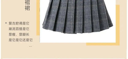 Girls Skirts spring Autumn Vintage Pleated Plaid Skirts School Teens Girl Spring Kids Skirt Children Clothing 2-14Yrs
