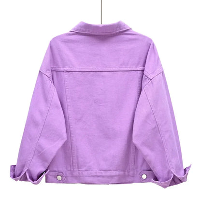 Yellow Women's Long Sleeve Jacket, Single Breasted Lapel Denim Jacket, Fashion Women's Tops Jacket Blue White Women's Coat