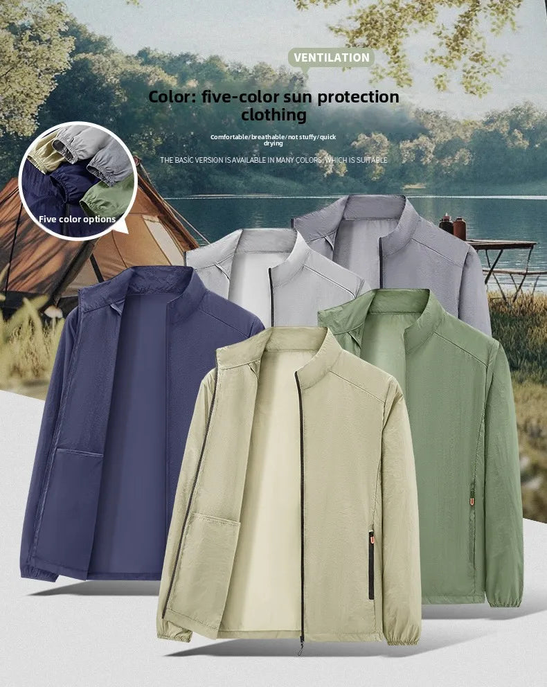 2025 sunscreen clothing men's summer jacket thin breathable fishing skin suit men's sunscreen clothing