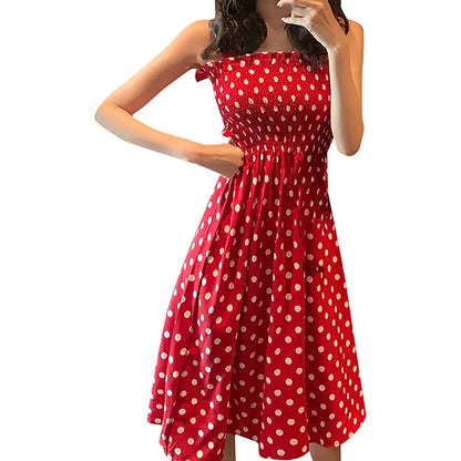 Women's Dresses 2024 Summer Fashion Loose None Sleeve Polka Dot Shoulder Plus Size Casual Dress Sexy Dresses
