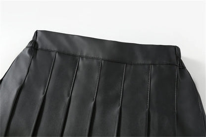 Girls Leather Skirt Four Seasons High Waist Black A-Line Pleated Skirt for Kids All-match Teen Children Skirt 2-15 Years Old