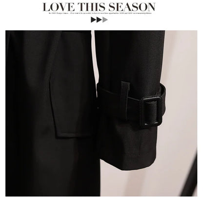 Women Fashion Trench New Coat Spring Autumn Korean Long Sleeve With Belt Jackets Solid British Style Coats Women's Chic Outwear