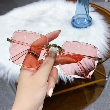 Classic Vintage Square Sunglasses Woman Gradient Mirror Frameless Sun Glasses Female Retro Fashion Rimless Sunglasses