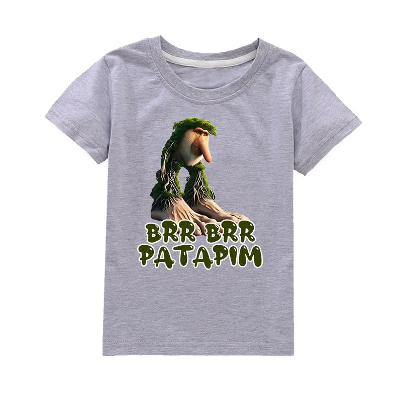 Brr Brr Patapim Italian Brainrot Tralalero Tralala Bombardiro Crocodilo Meme Kids Cotton T Shirt Summer Boys Girls Short Sleeve