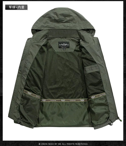 ARC Outdoor Men's, Fishing, Mountain Climbing, Traveling, Solid Color, Skiing, Camping, Waterproof and Breathable Hooded Jacket